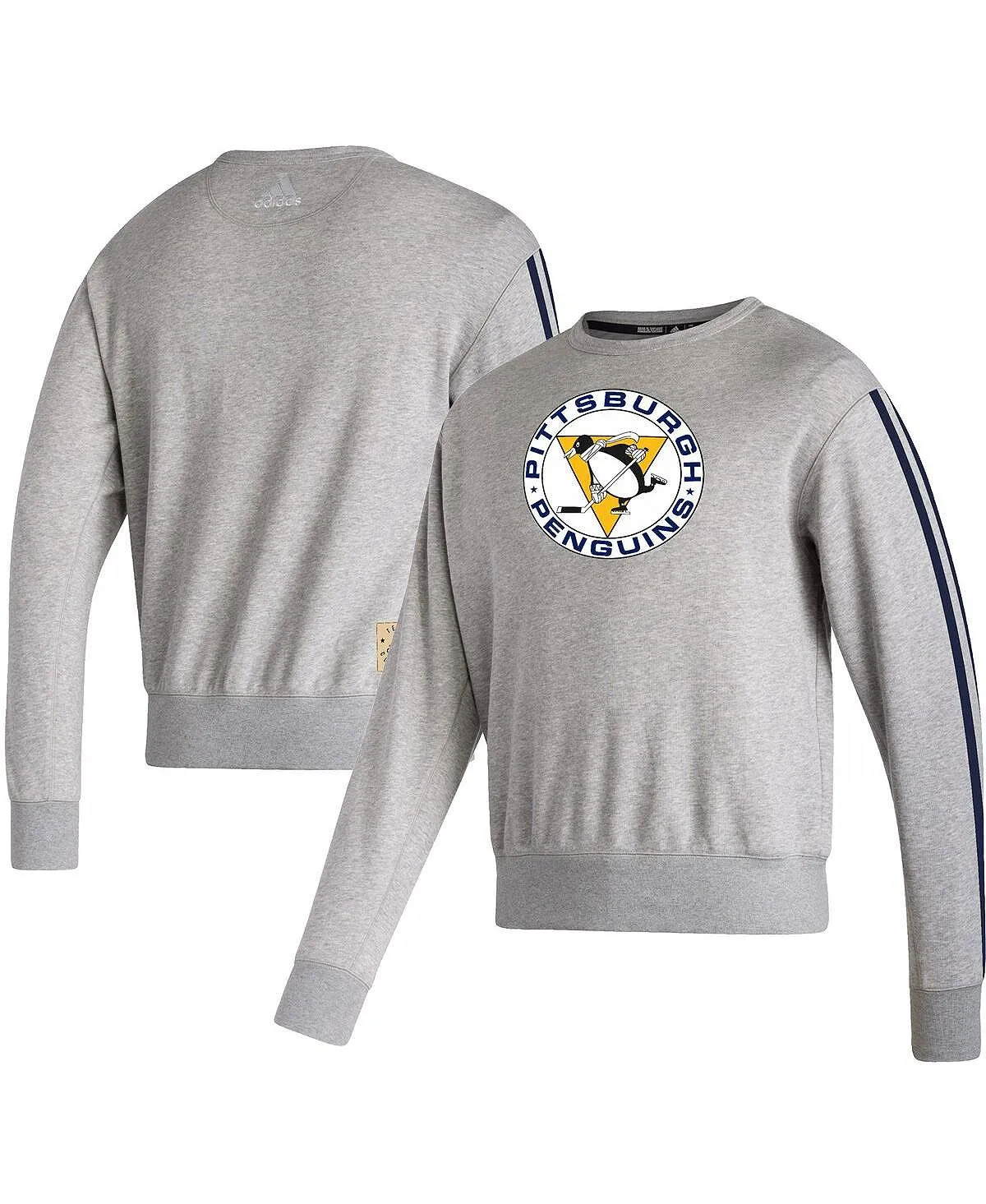 adidas Men's Gray Pittsburgh Penguins Team Classics Vintage Style Pullover Sweatshirt multi