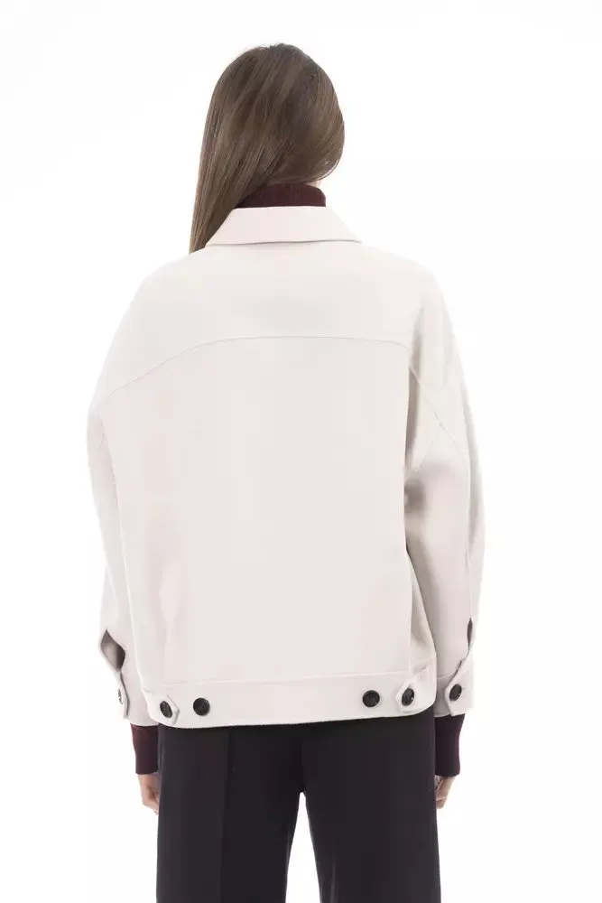 Alpha Studio White Wool Women Blazer