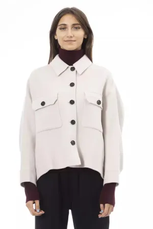 Alpha Studio White Wool Women Blazer