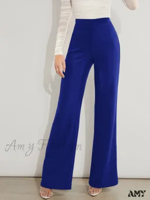 Amy Fashion - Solid High Waist Wide Leg Pants