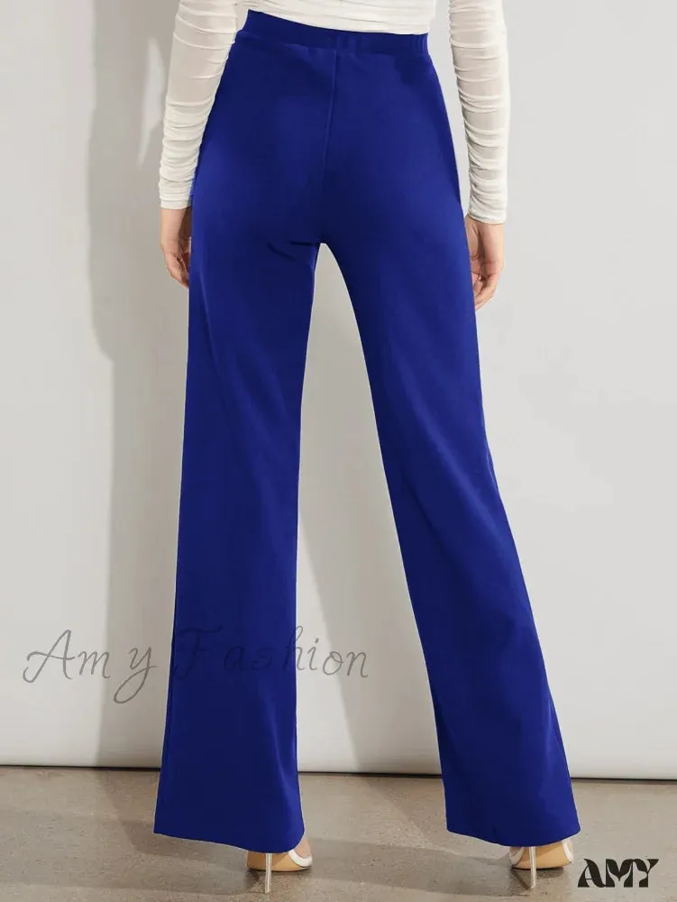 Amy Fashion - Solid High Waist Wide Leg Pants