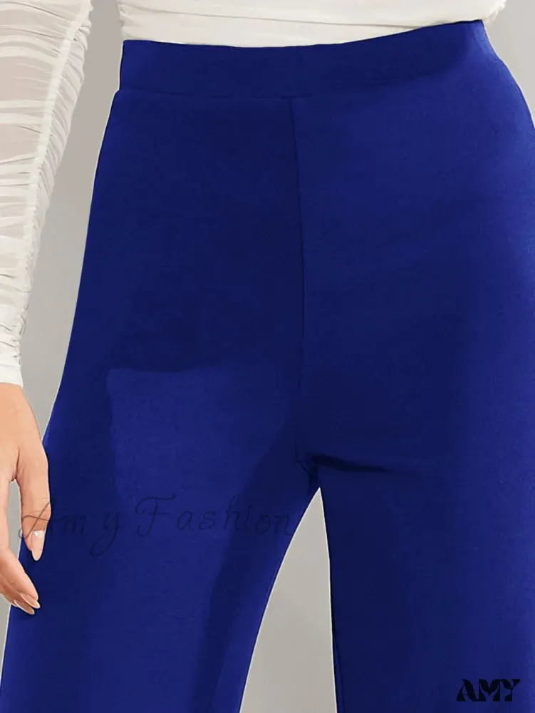 Amy Fashion - Solid High Waist Wide Leg Pants