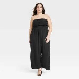 Ava & Viv Women's Strapless Bandeau Jumpsuit Off-The-Shoulder