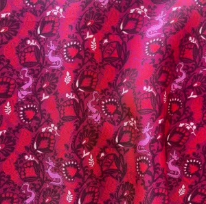 Barbie Pink Cheerful Dragons Silk Twill (Made in Italy)