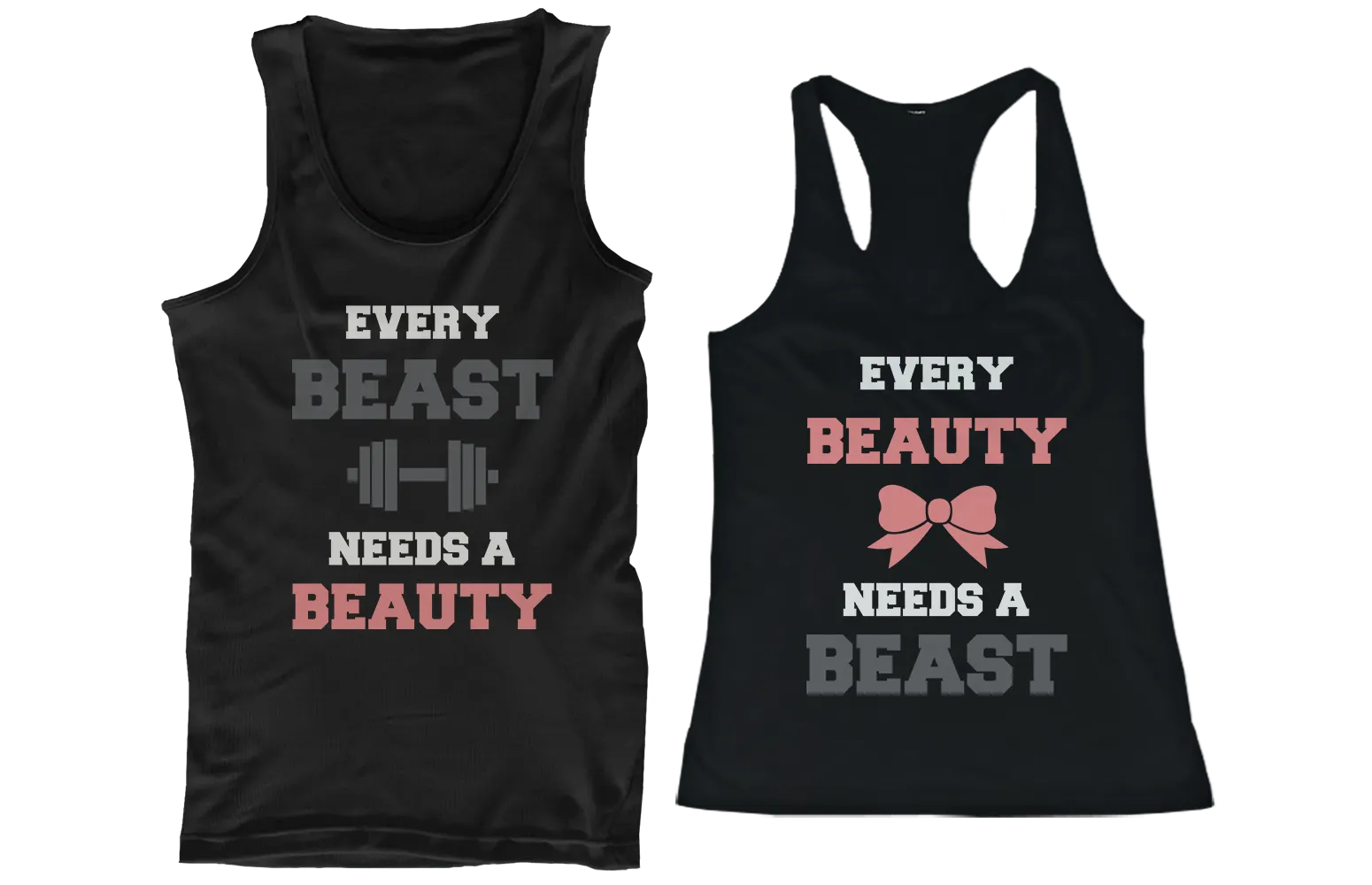 Beauty and Beast Need Each Other His and Her Matching Couple Tank Tops