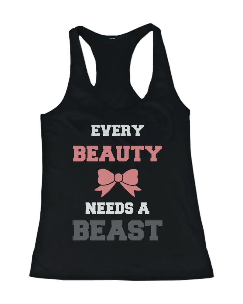 Beauty and Beast Need Each Other His and Her Matching Couple Tank Tops