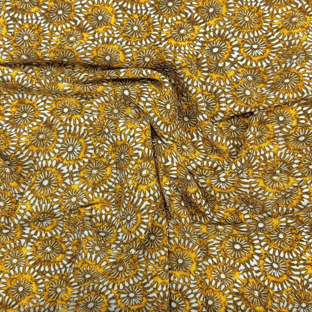 Beige/Mustard Floral Crepe Fabric