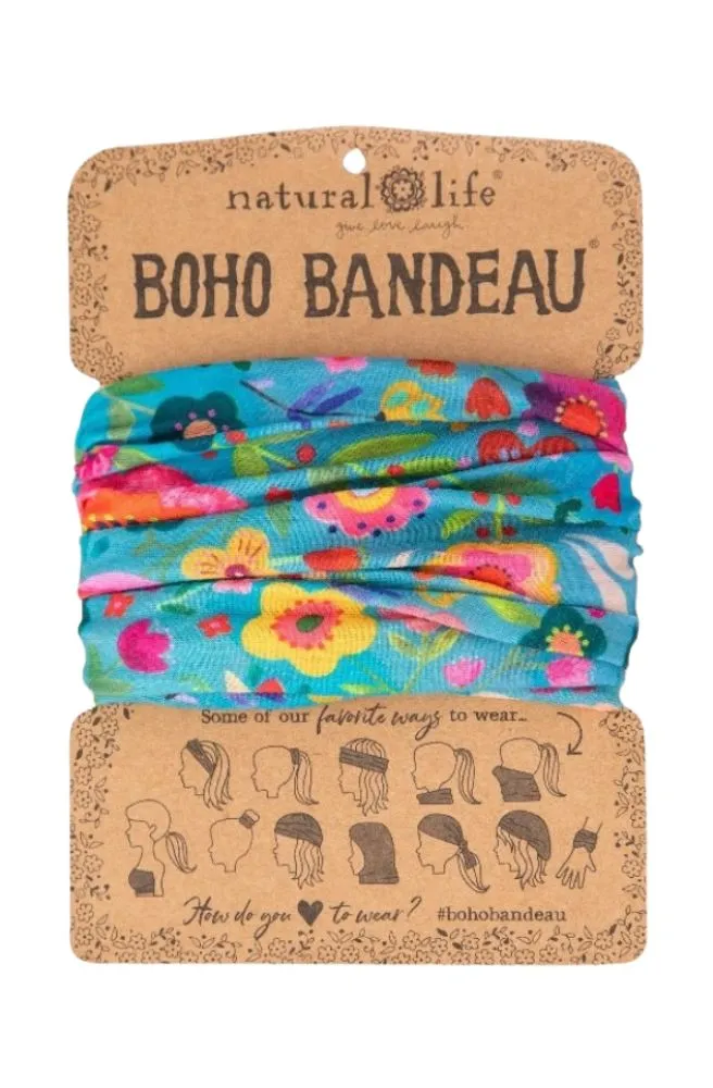 Boho Bandeau Teal Folk Flower