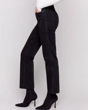 Braided Side Straight Leg Jeans