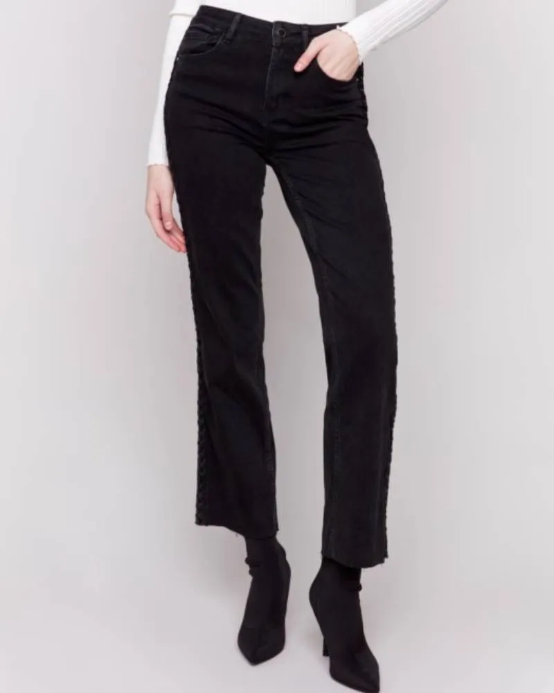 Braided Side Straight Leg Jeans