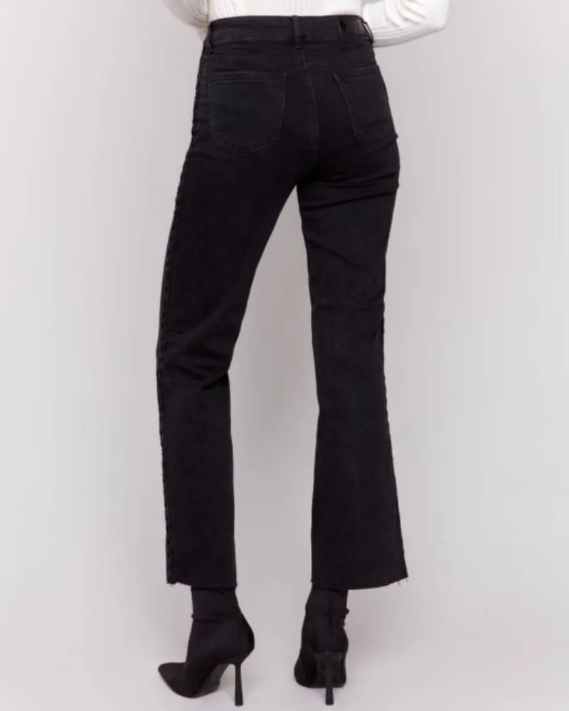 Braided Side Straight Leg Jeans