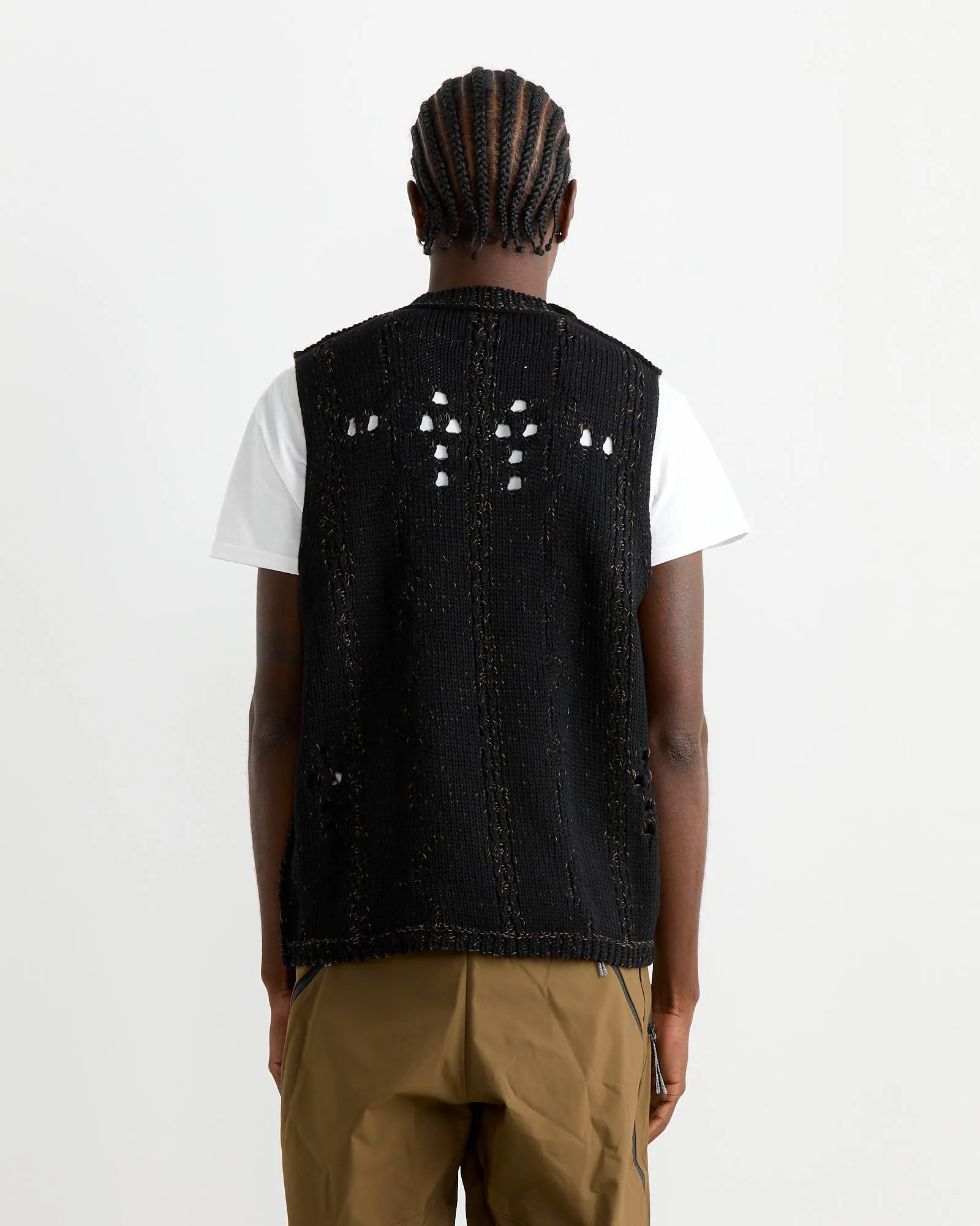 Cable Round Vest in Black