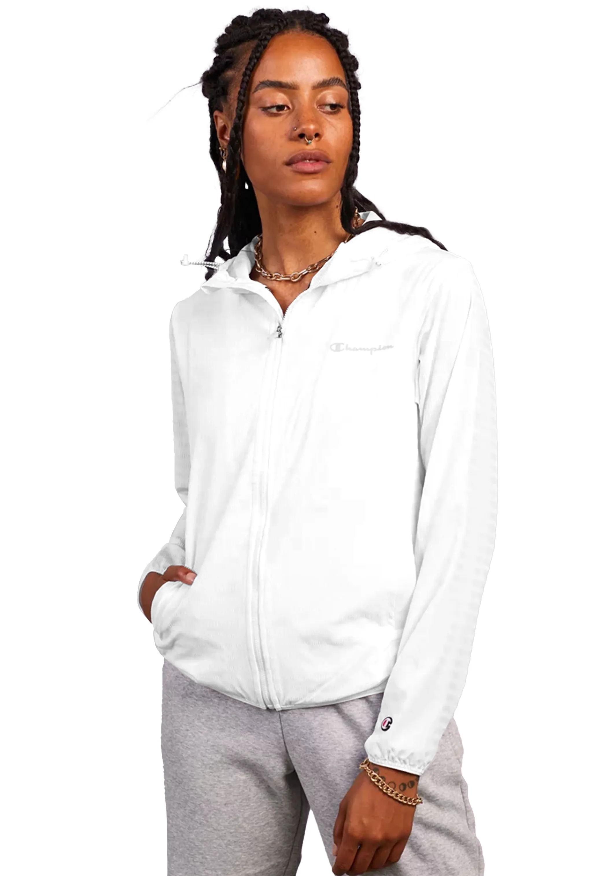 Champion Womens Sport Layer Jacket <BR> CTEKA1 WIT