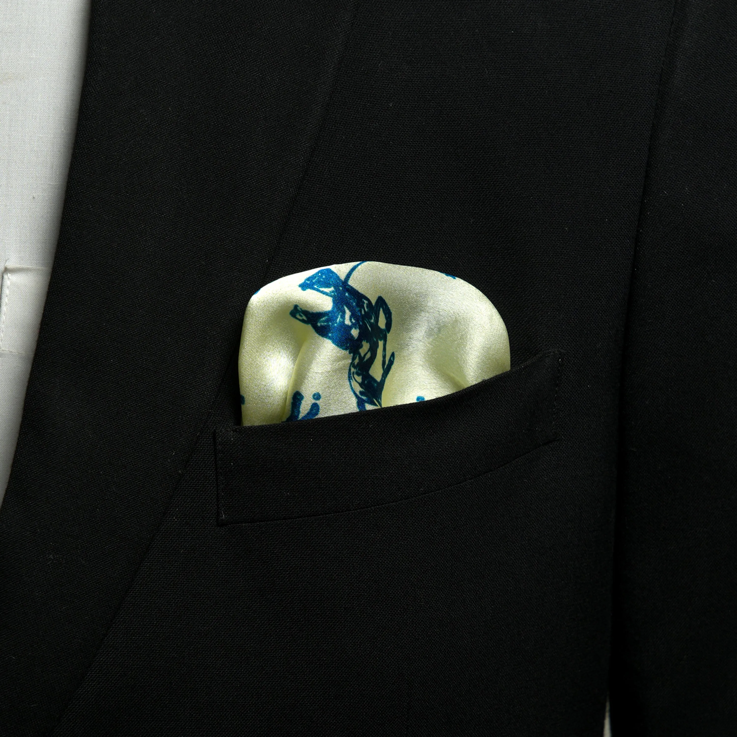 Chokore Blue & Off White Polo Print Silk Pocket Square - Sporty Silks Range