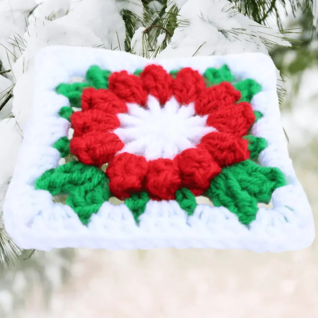 Christmas Crochet Flower Granny Square: Festive Flair for the Holidays