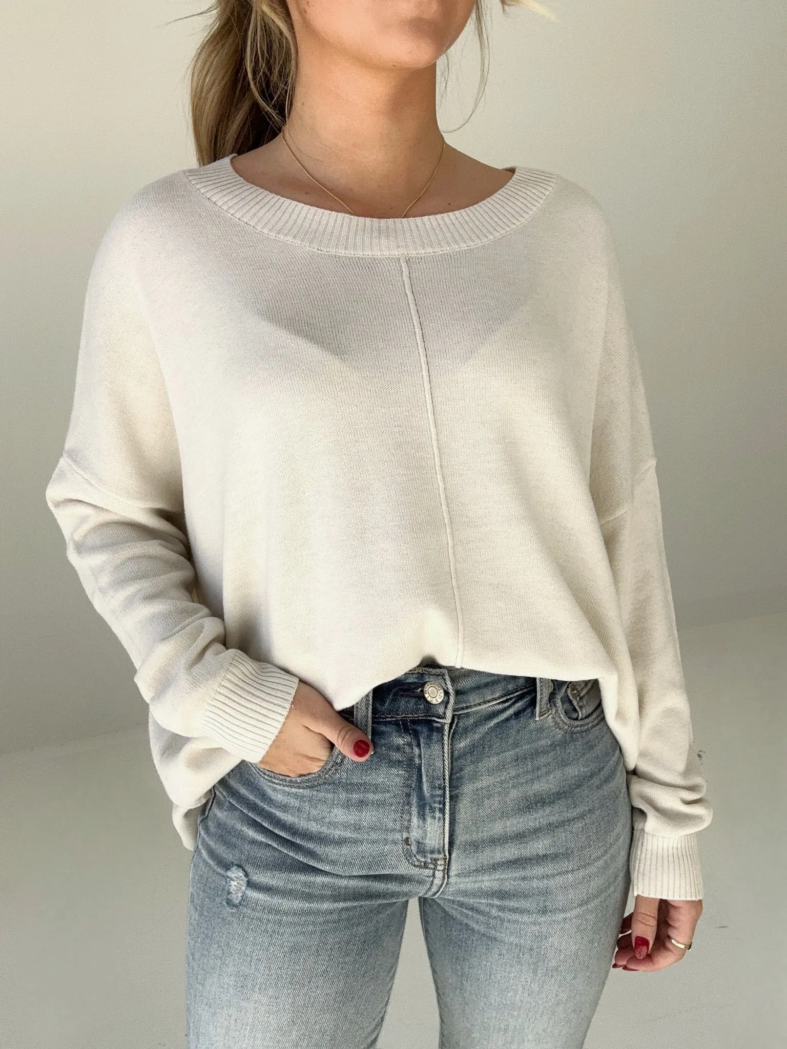 Cooling Down Lightweight Sweater - Cream