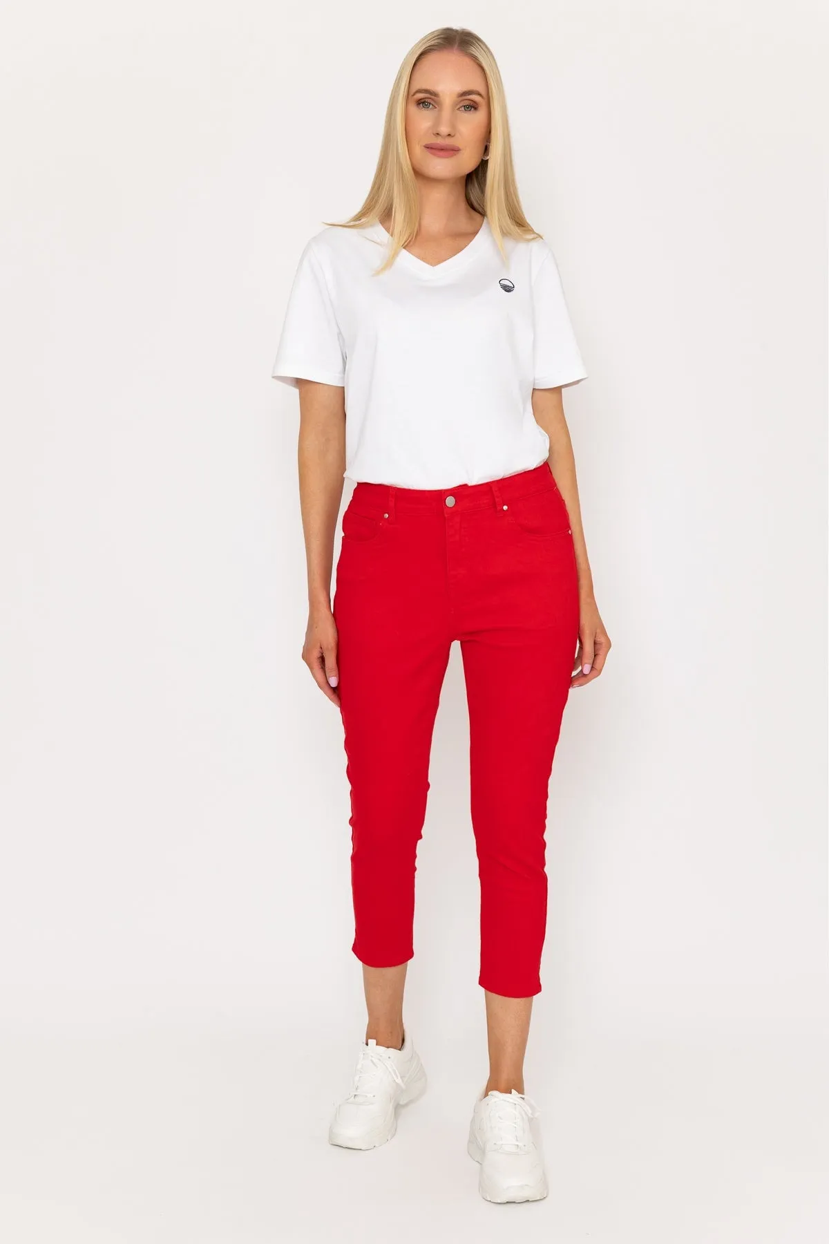 Crop Stretch Jeans in Red