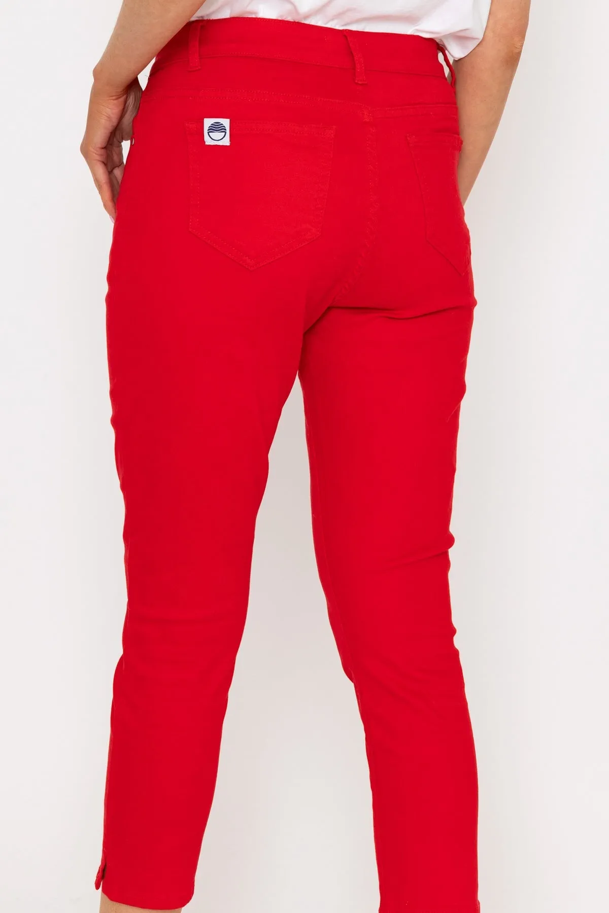 Crop Stretch Jeans in Red