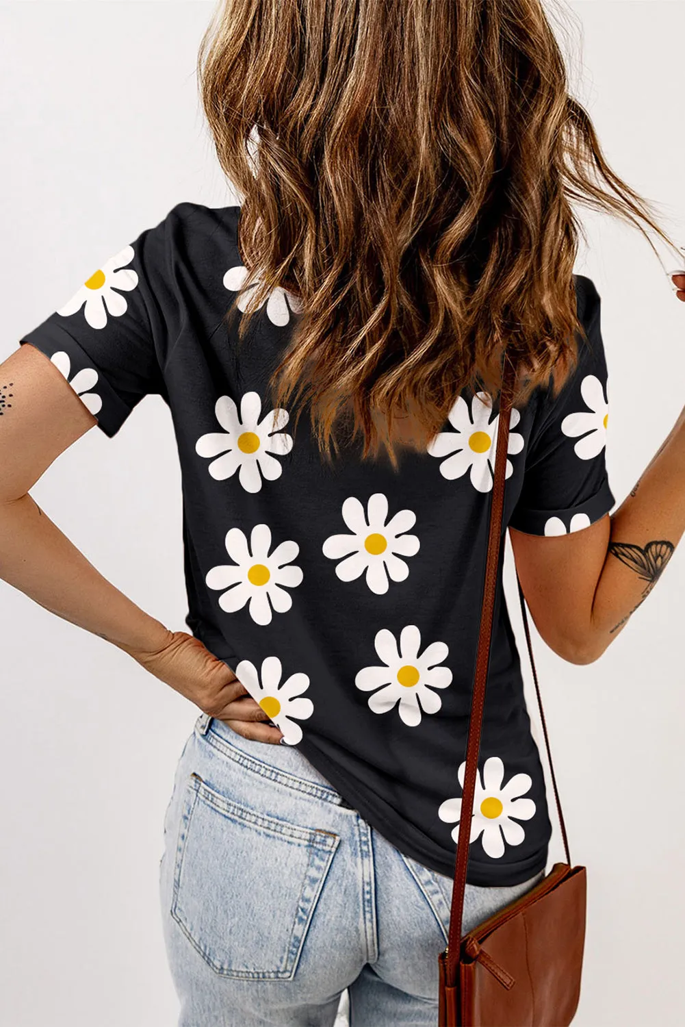 Daisy Printed Crewneck T Shirt