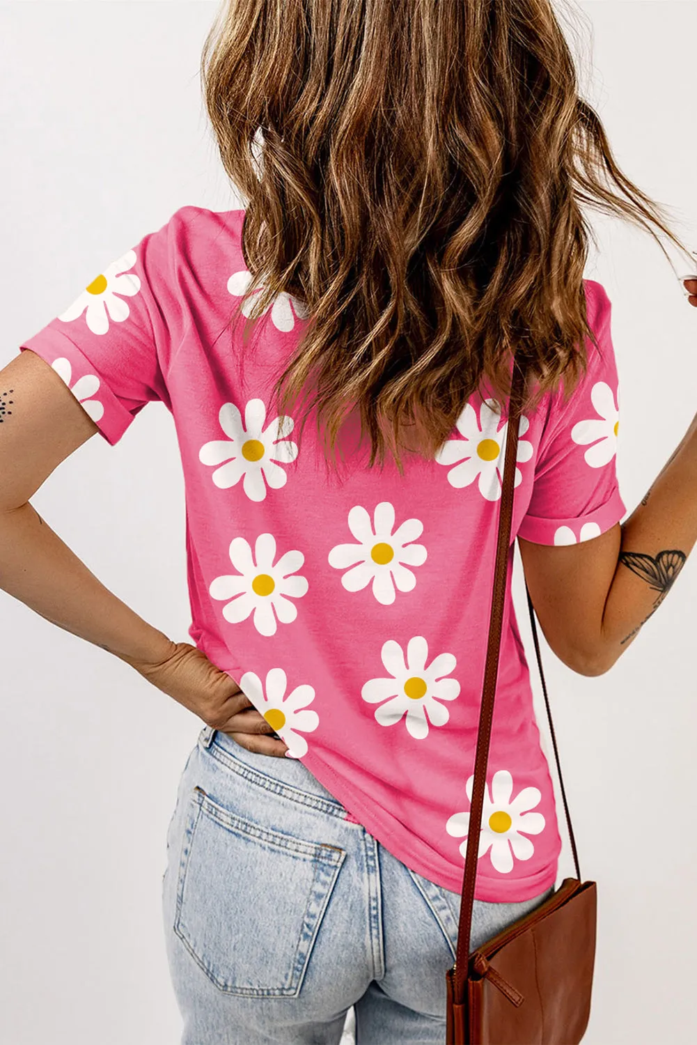 Daisy Printed Crewneck T Shirt