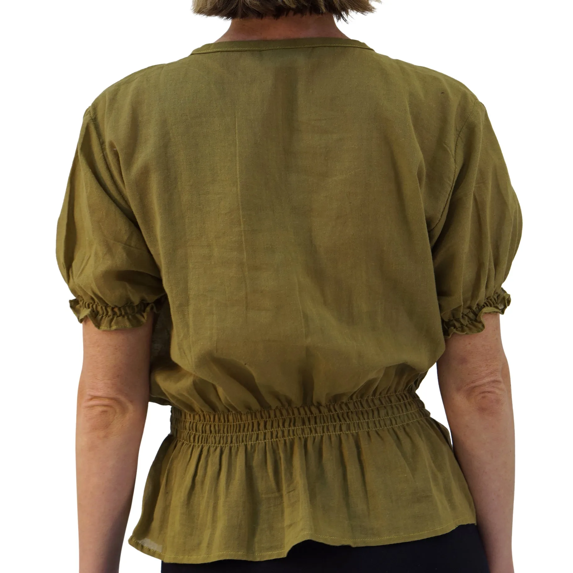 'Dawn' Blouse - Light Fern Green/Mustard