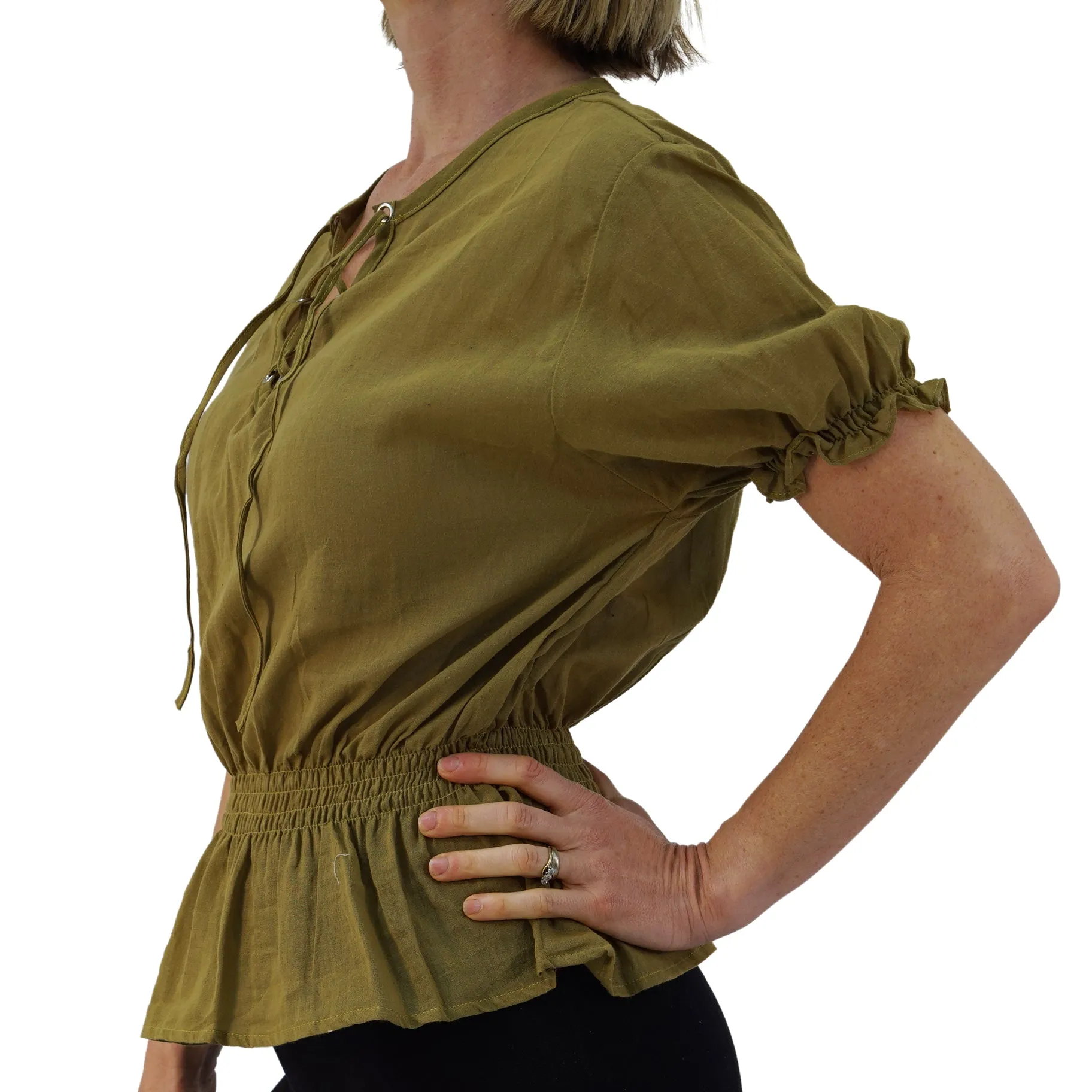 'Dawn' Blouse - Light Fern Green/Mustard