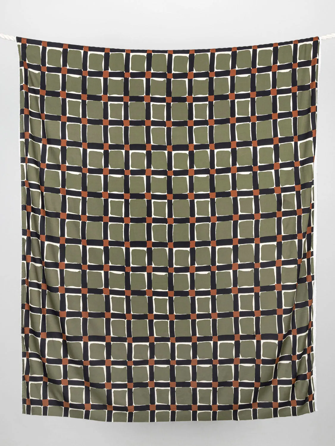 Deconstructed Plaid Viscose Twill - Olive   Black   Rust