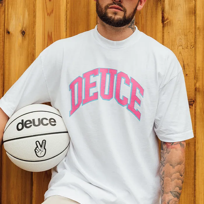 Deuce College Font Tee | Miami Vice White