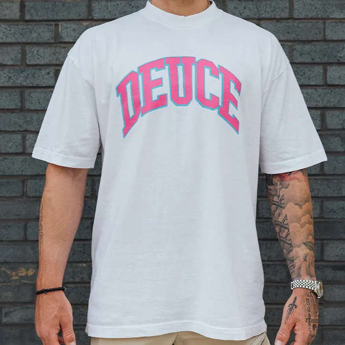 Deuce College Font Tee | Miami Vice White