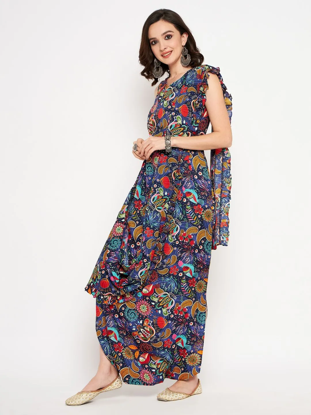 Dhoti Jumpsuit with Attached Dupatta