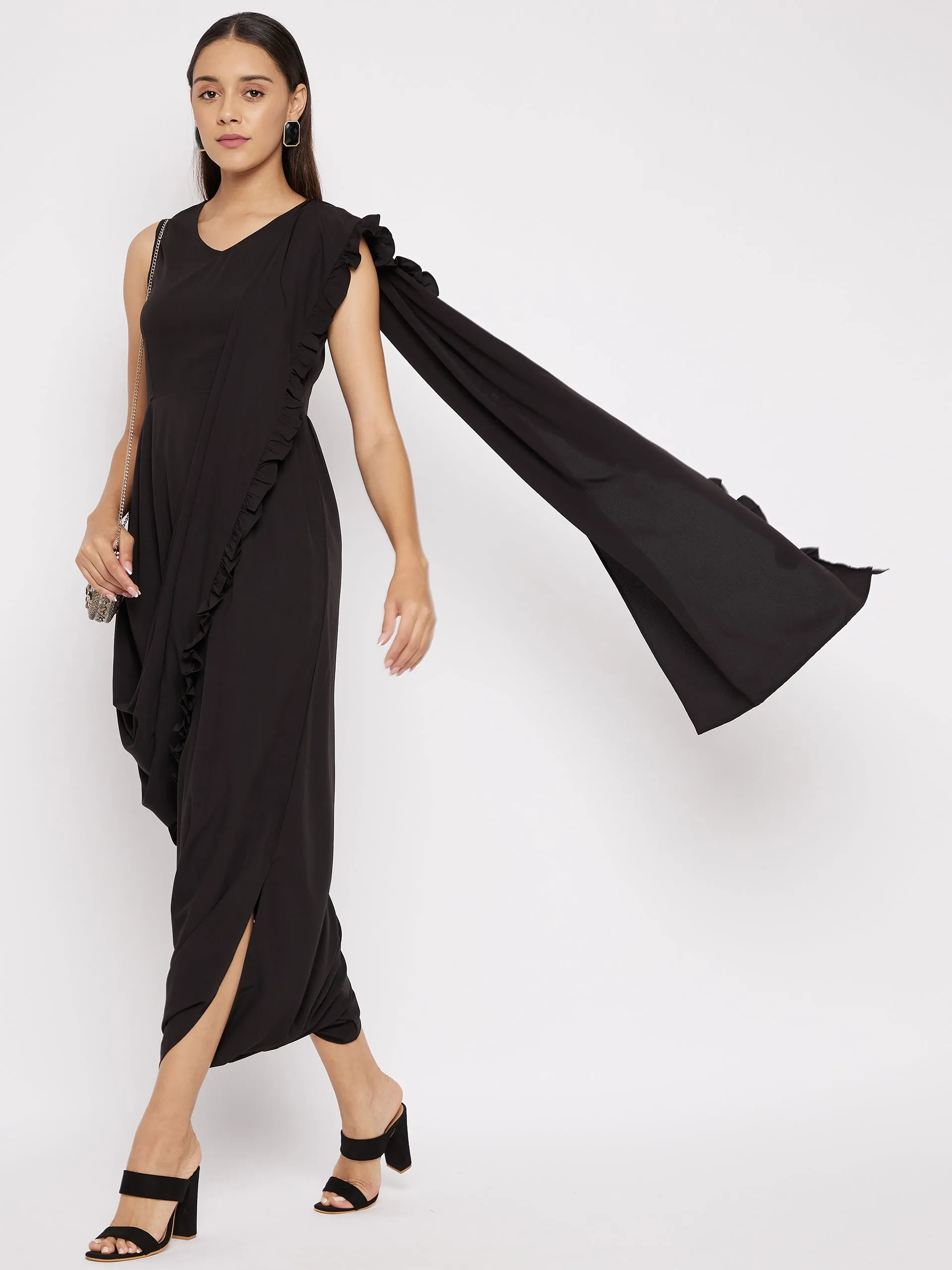 Dhoti Jumpsuit with Attached Dupatta