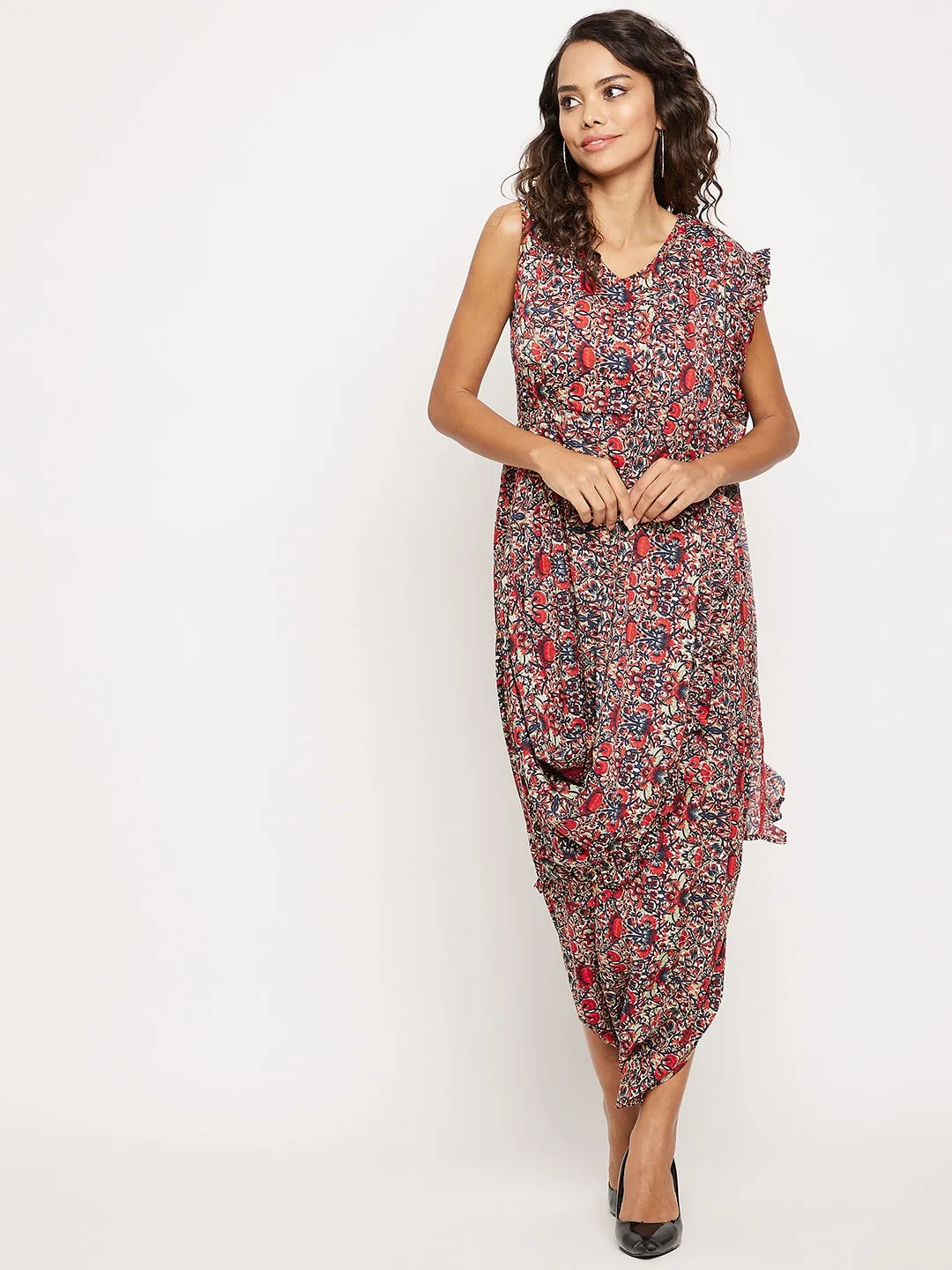 Dhoti Jumpsuit with Attached Dupatta