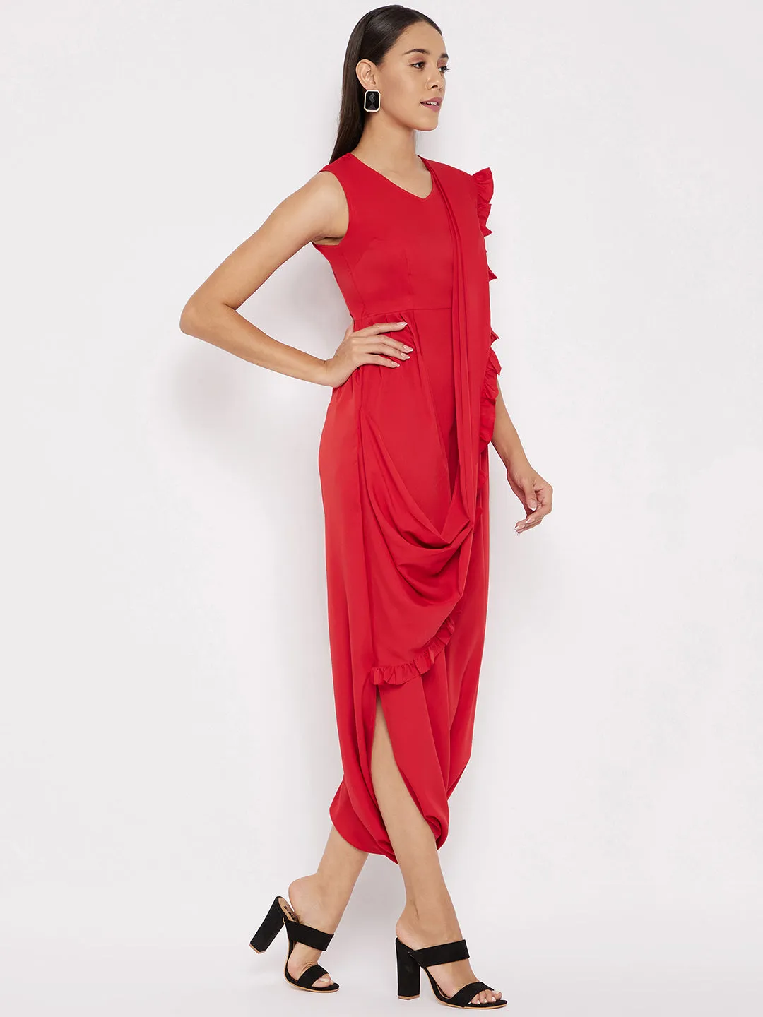 Dhoti Jumpsuit with Attached Dupatta