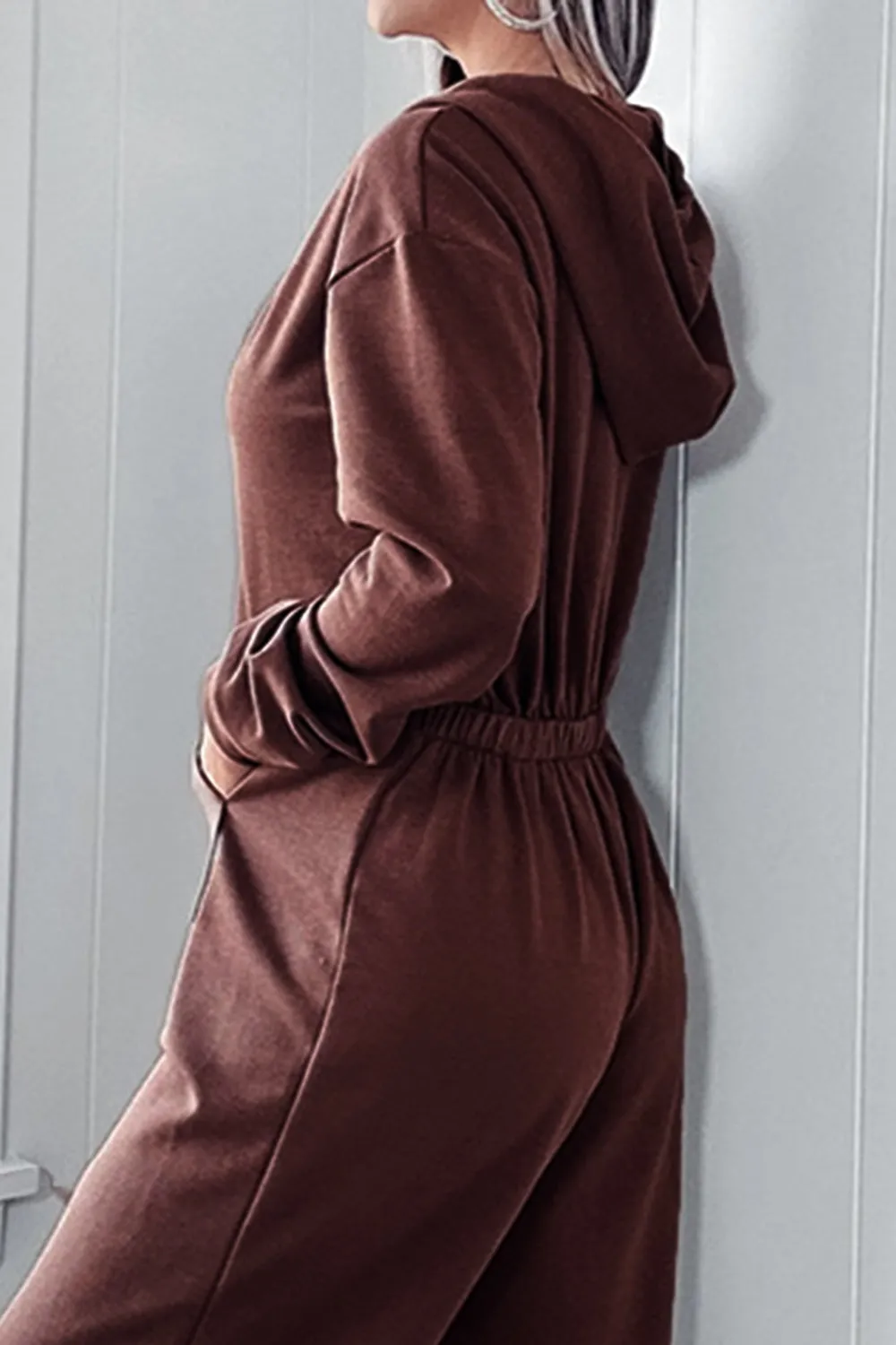 Drawstring Long Sleeve Jumpsuit