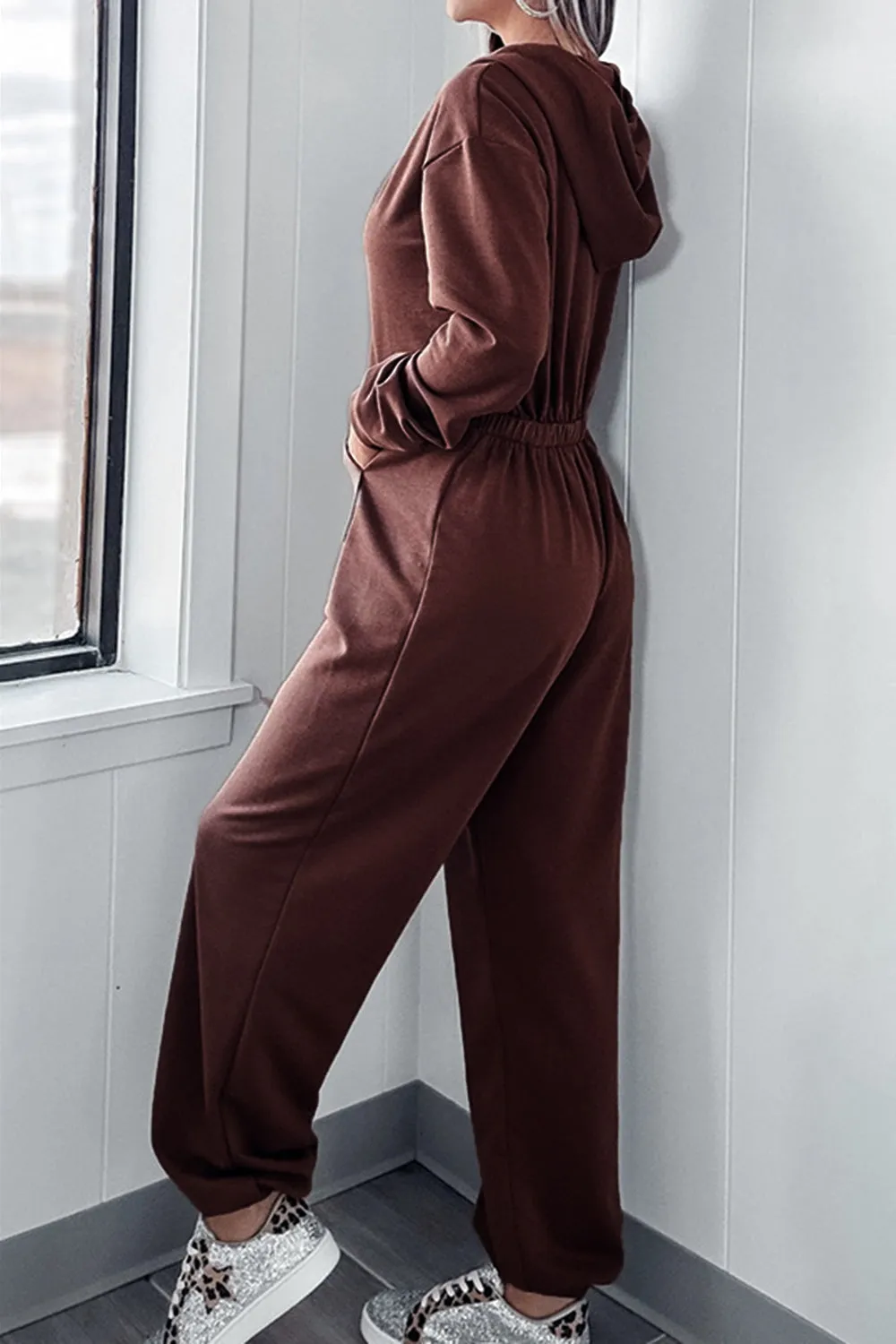 Drawstring Long Sleeve Jumpsuit