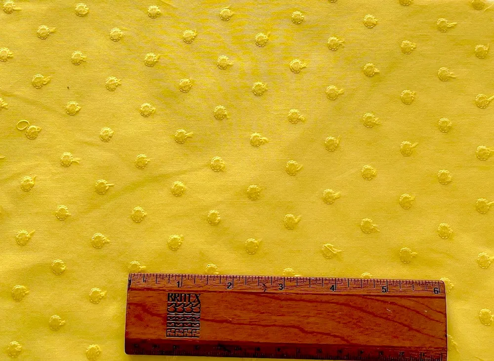 Fetching Pencil Yellow Polka Dotted Cotton Eyelet (Made in Italy)