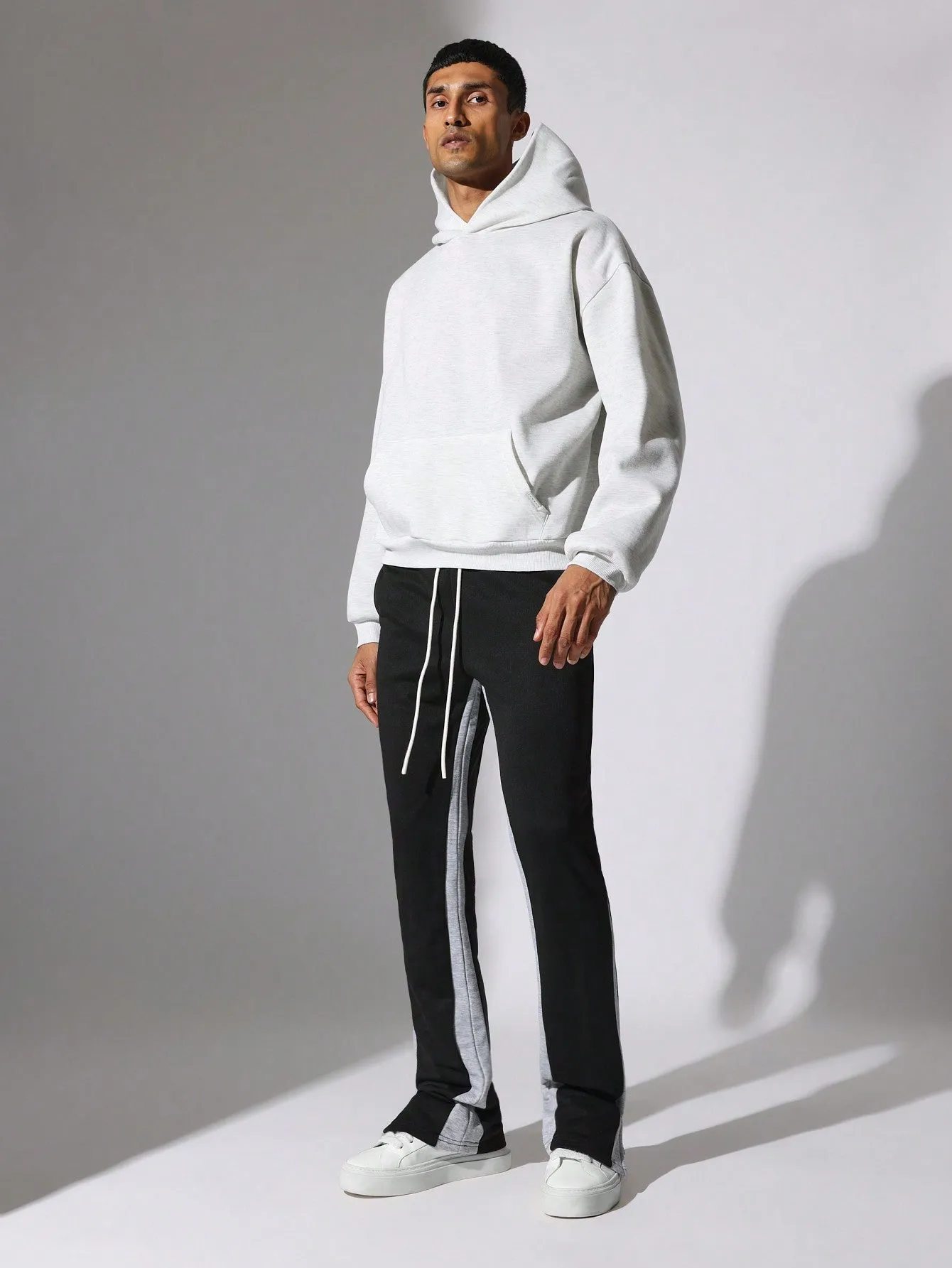 Flare Fit Contrast Side Panel Sweatpants With Drawcords