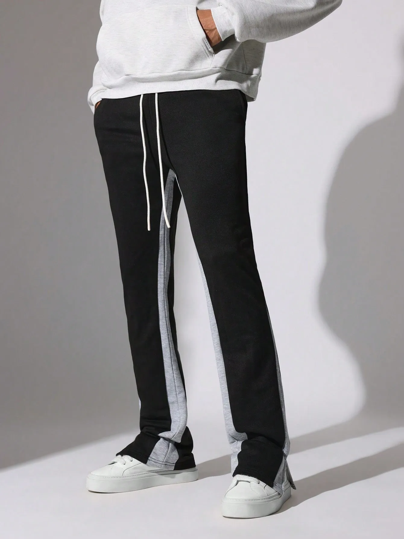 Flare Fit Contrast Side Panel Sweatpants With Drawcords