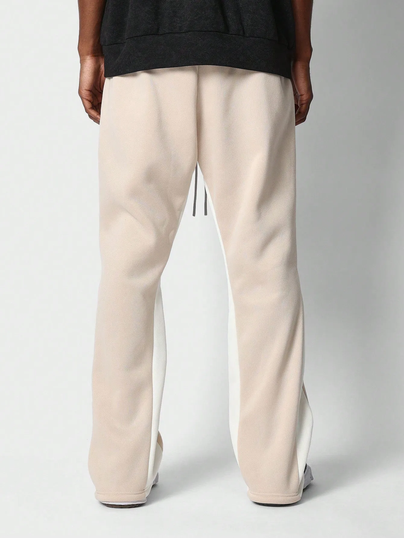 Flare Fit Jogger Pant With Graphic Print And Contrast Panels