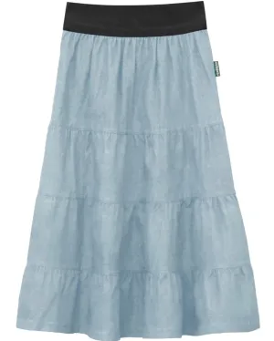 Girl's 4 Tiered Lightweight Denim Mid-Calf Skirt