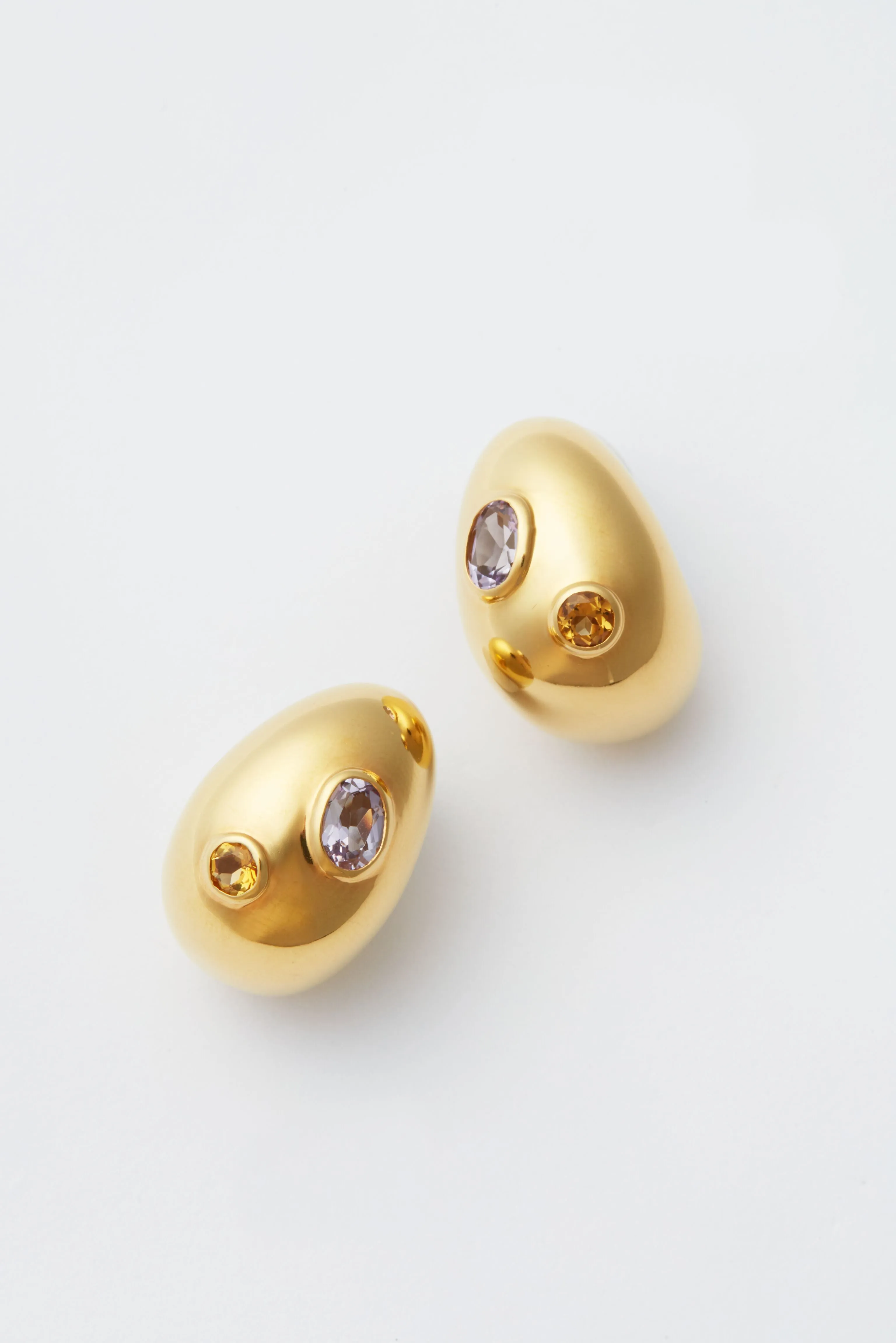 Gold Mini Arp Earrings in Studded Gold