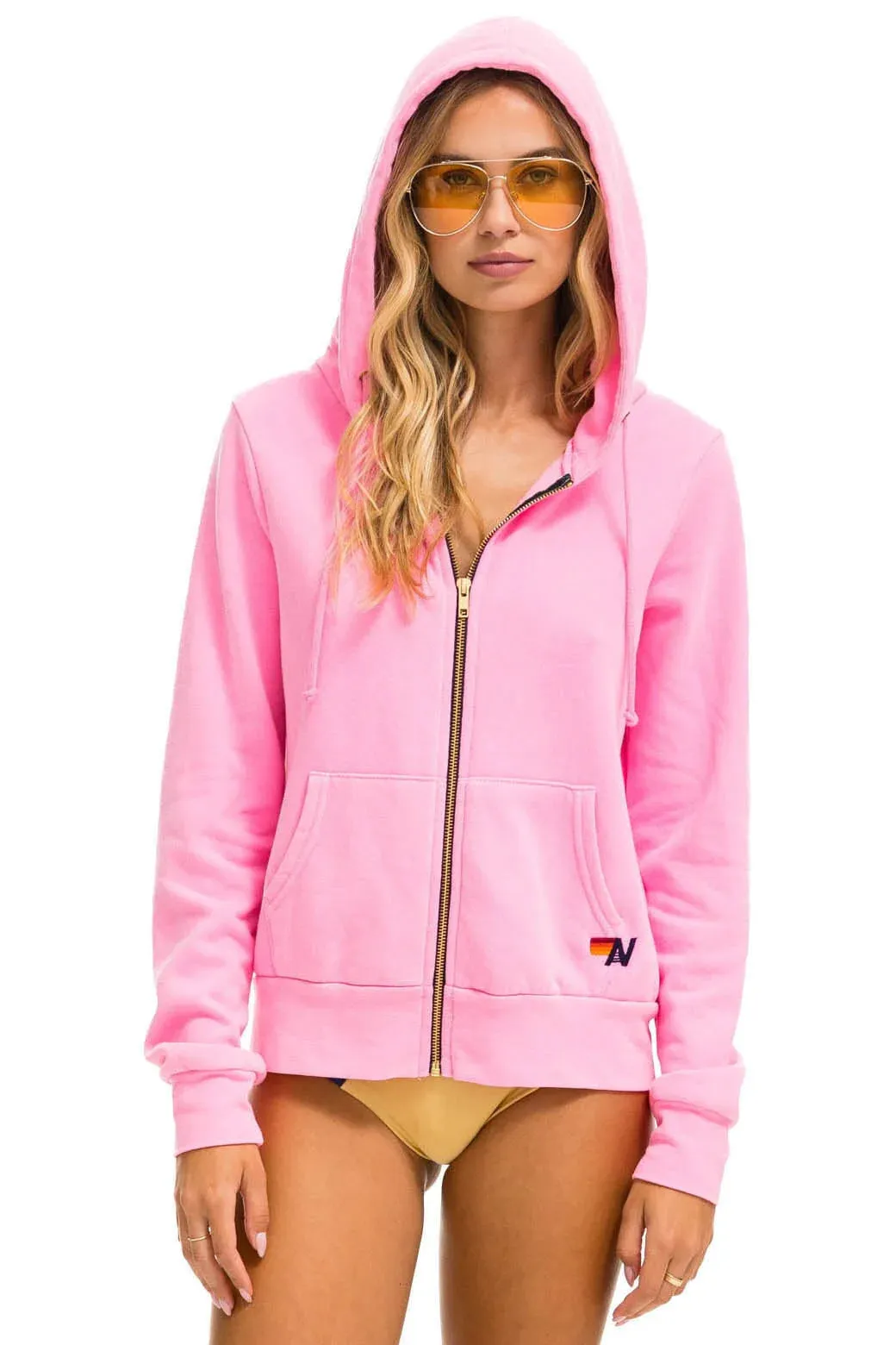 Heart Stitch Zip Hoodie ~ Neon Pink