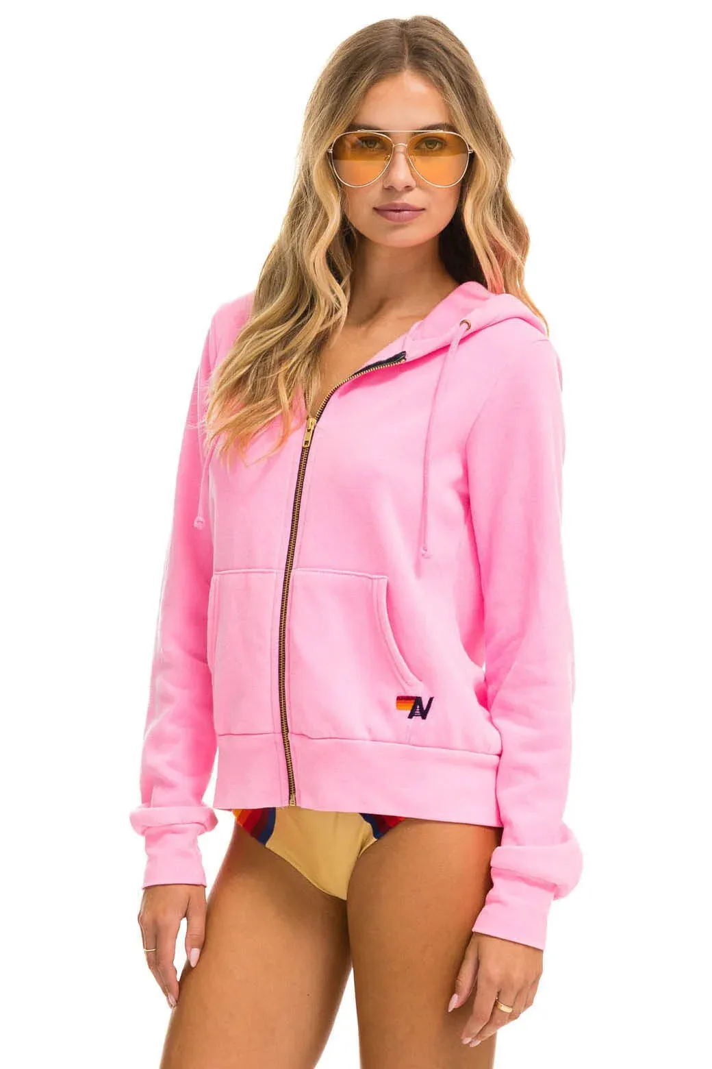 Heart Stitch Zip Hoodie ~ Neon Pink