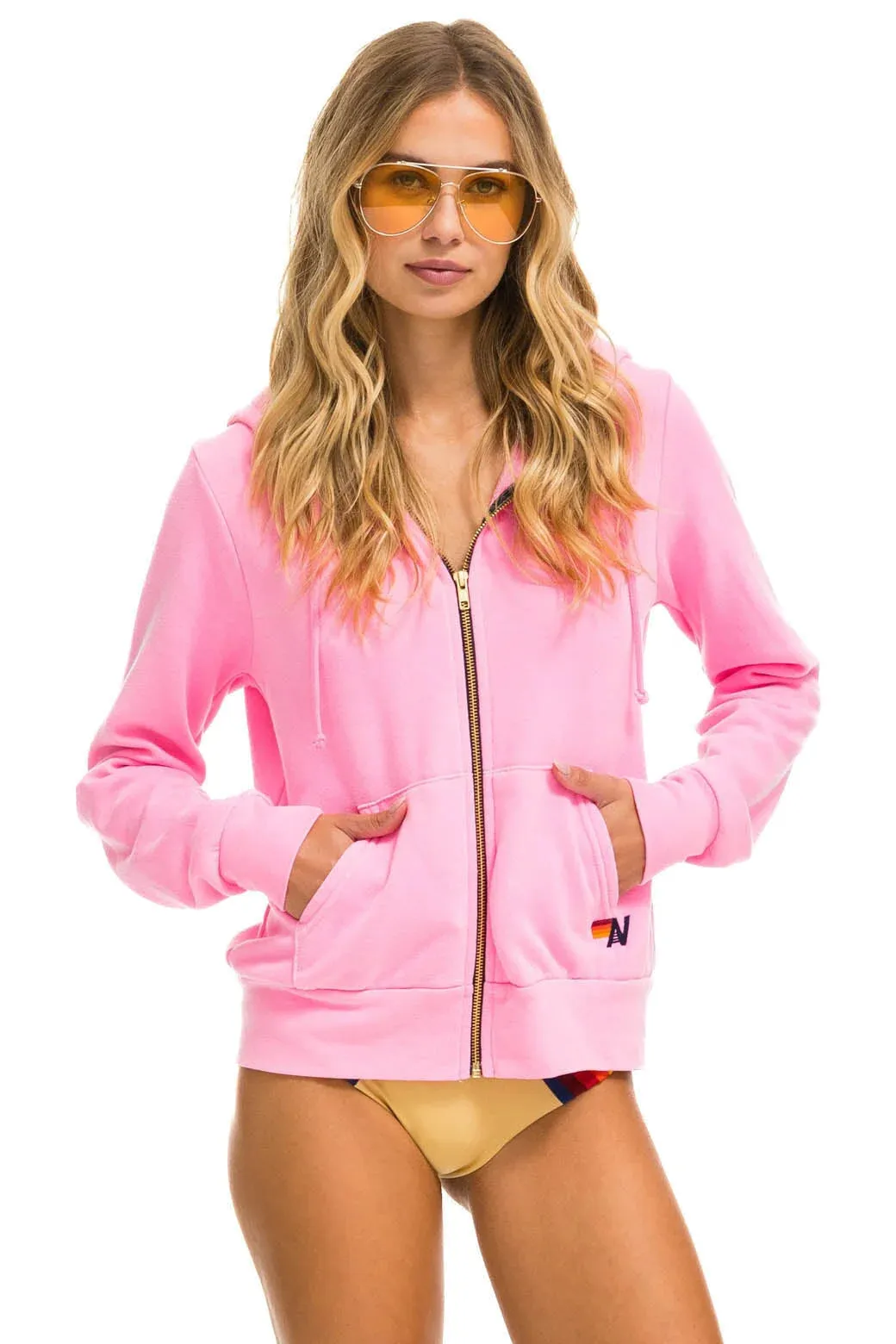 Heart Stitch Zip Hoodie ~ Neon Pink