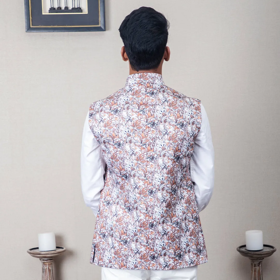 Itarsi Abstract Print Nehru Jacket