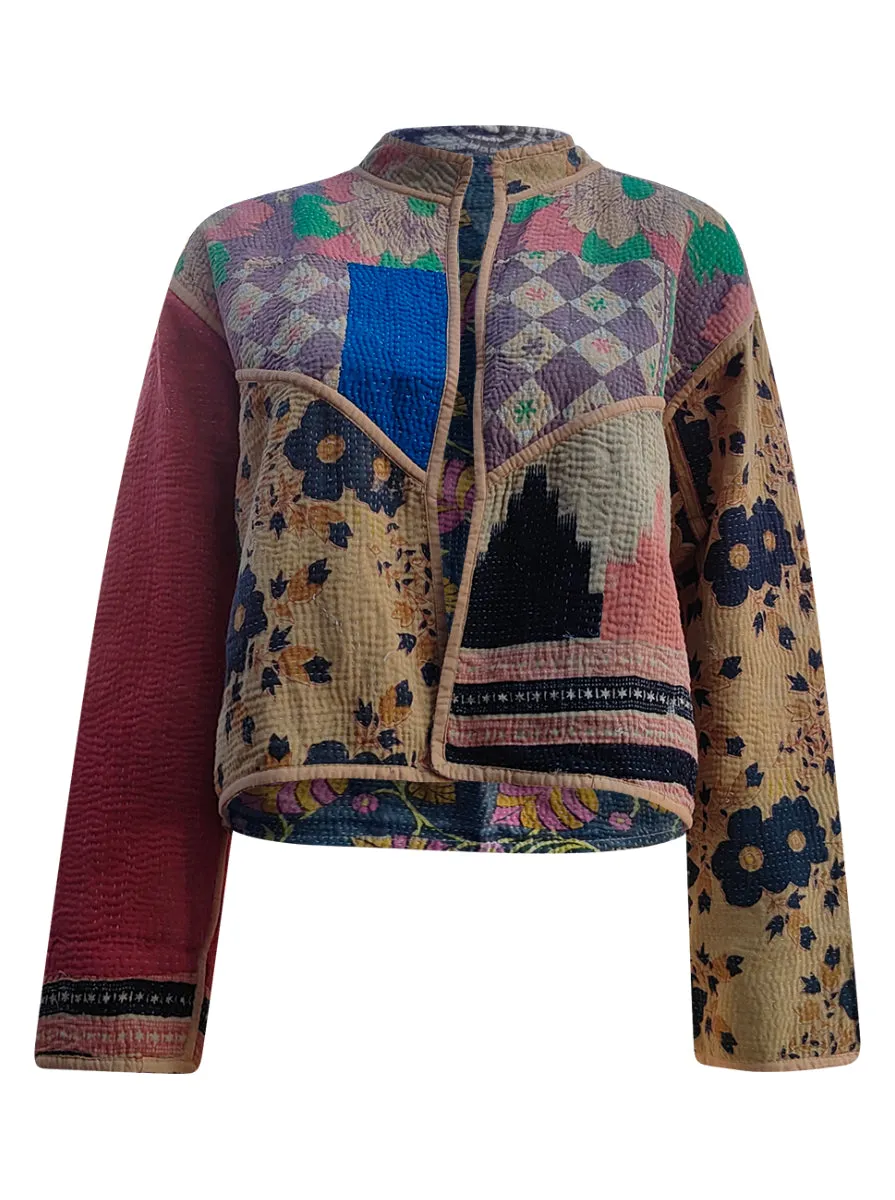 kantha vintage crop jacket pia