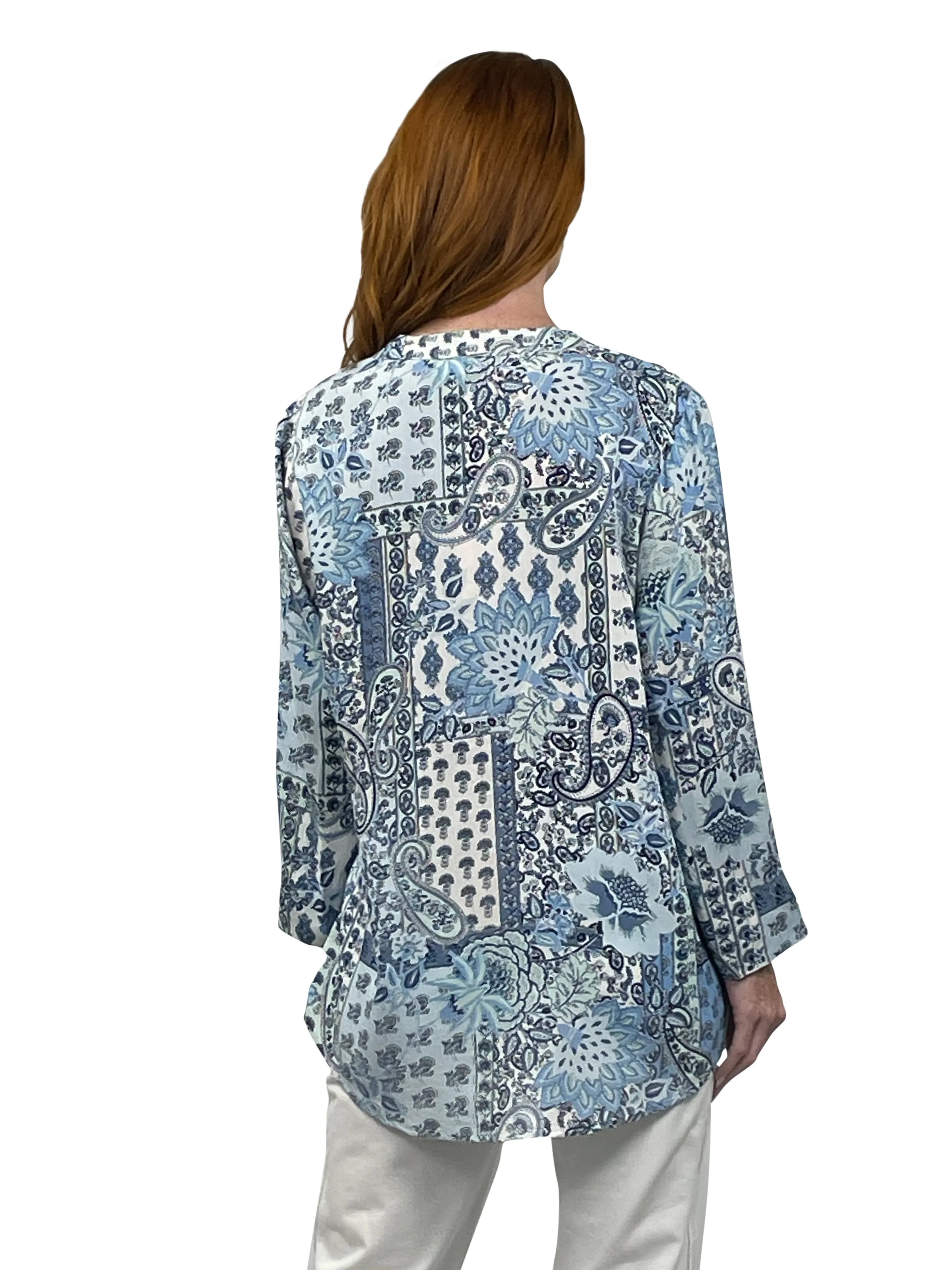 La Cera Patchwork Paisley Release Pleat Tunic