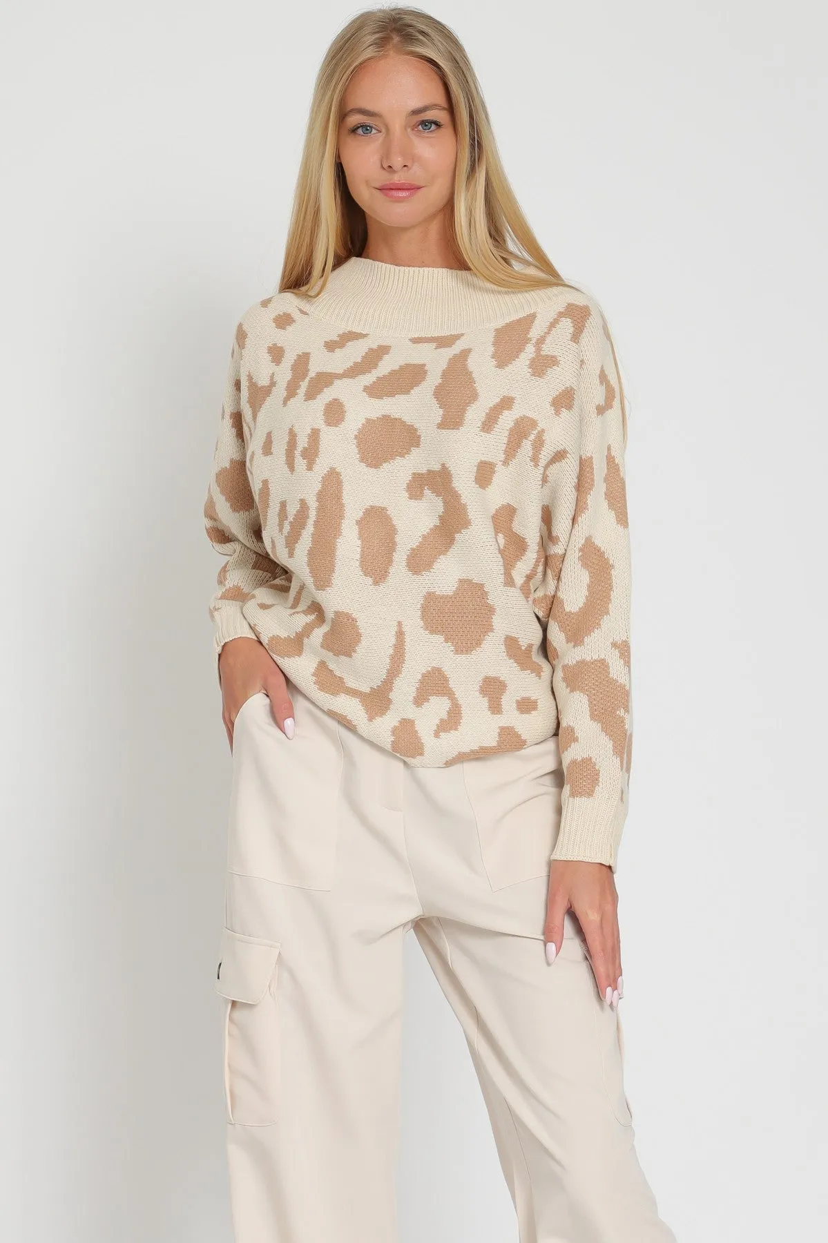 Leopard Off Shoulder Sweater Top