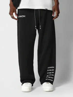 Loose Fit Baggy Drop Crotch Jogger Pants With Front Pixel Graphic