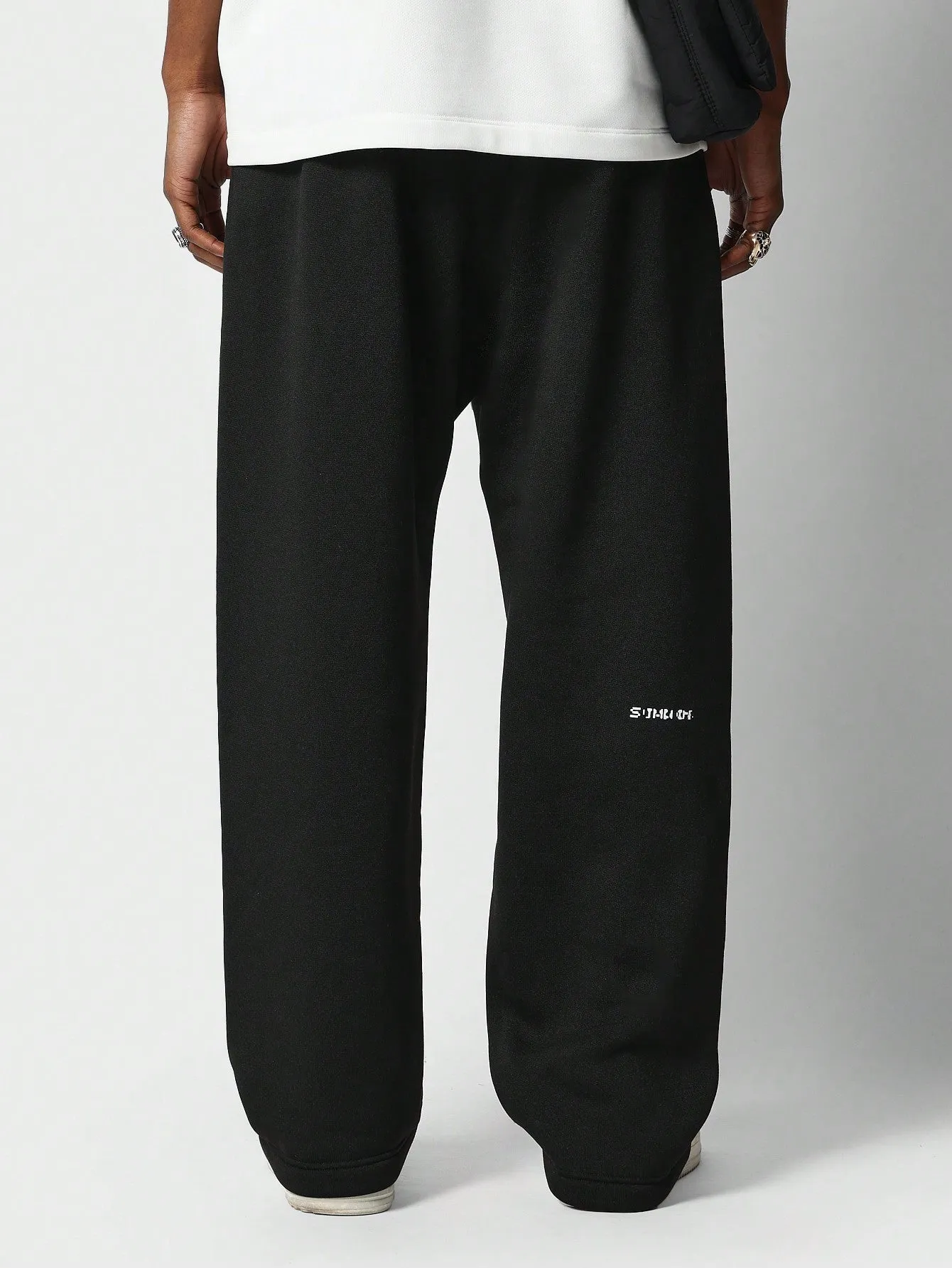 Loose Fit Baggy Drop Crotch Jogger Pants With Front Pixel Graphic